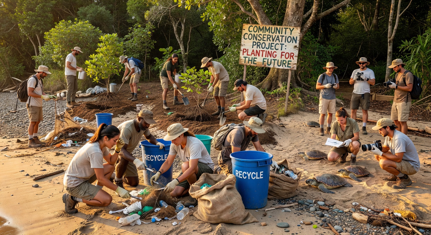 Conservation team working in the field