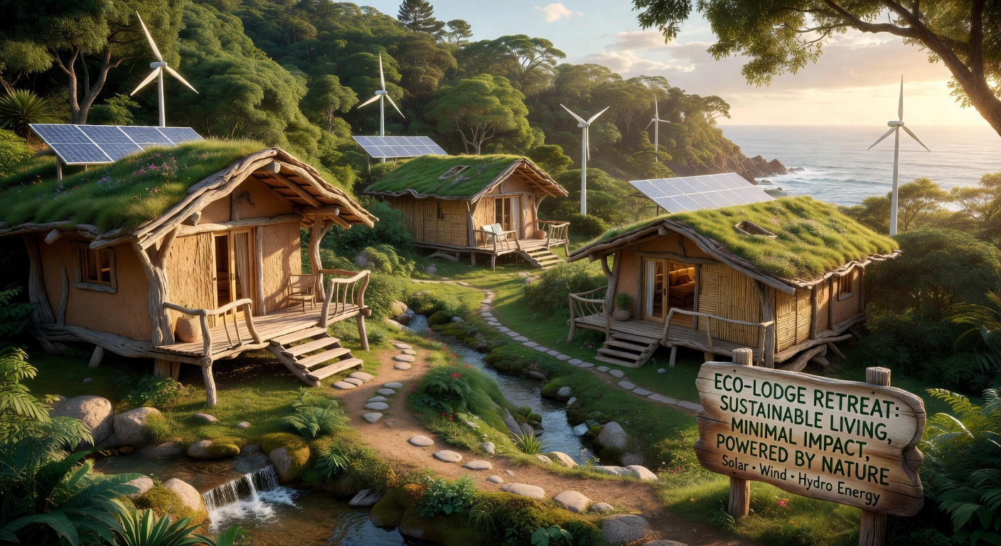 Beautiful eco lodge nestled in a lush forest setting