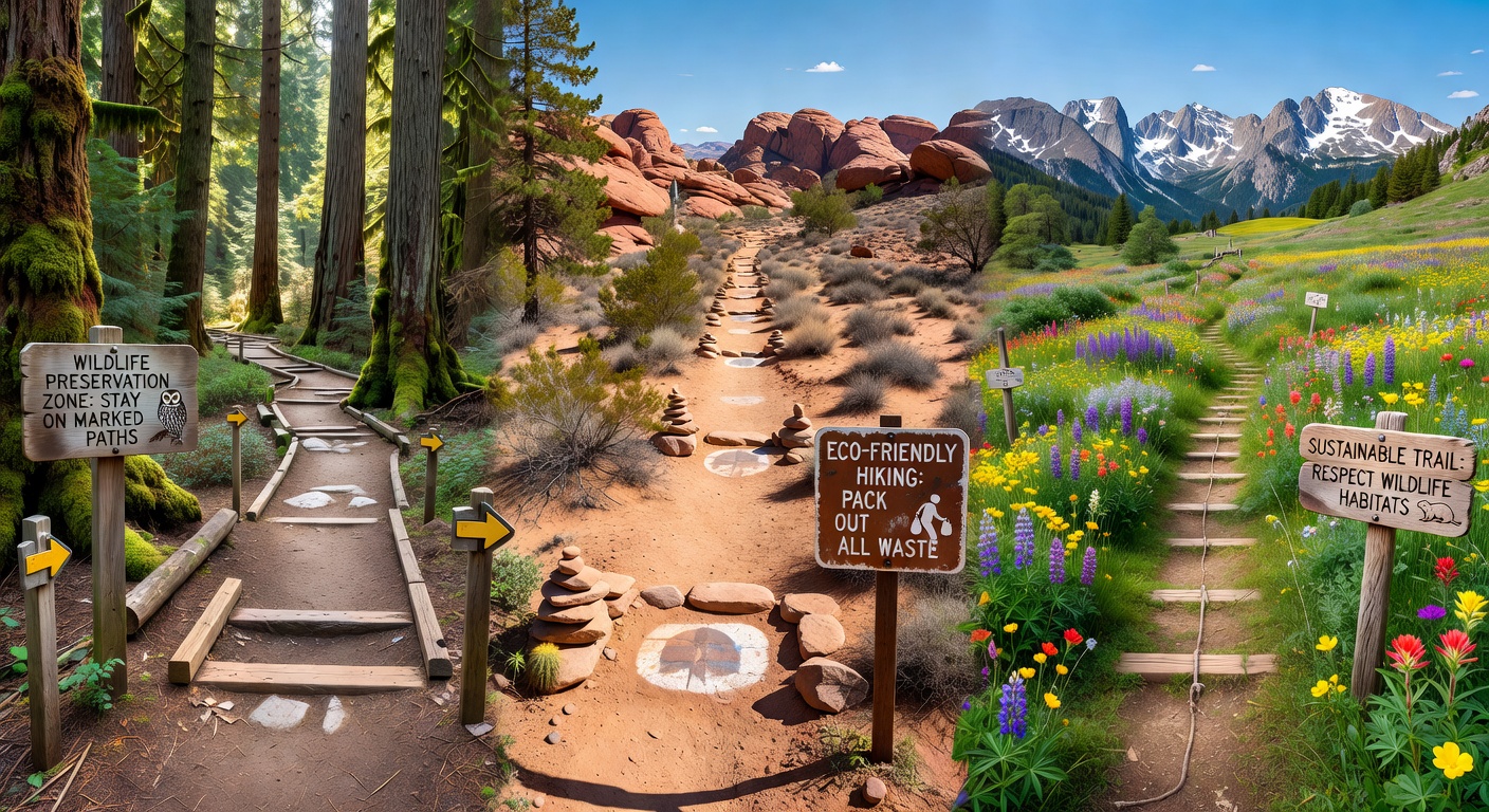 Hiker on an eco trail with minimal equipment