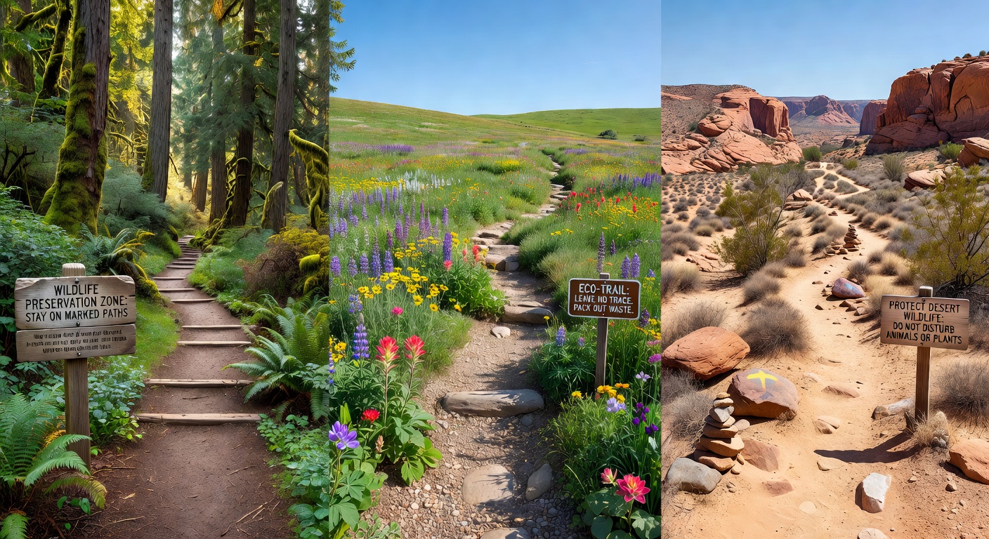 Eco hikers practicing Leave No Trace