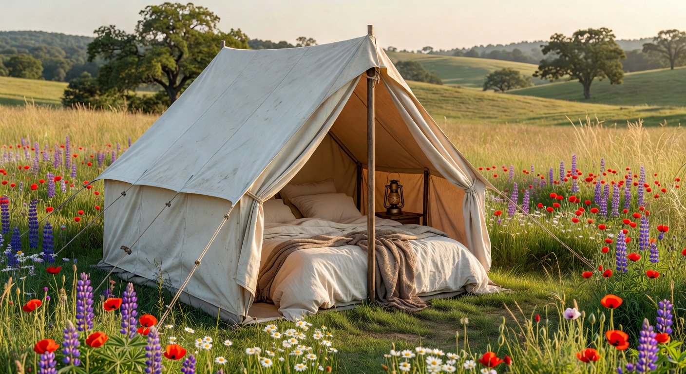 Luxury eco glamping tent with sustainable design
